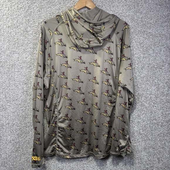 Trxstle Hoodie Mens Large Brown Cowboy Trout Graphic Sun Fishing Shirt - Picture 7 of 7